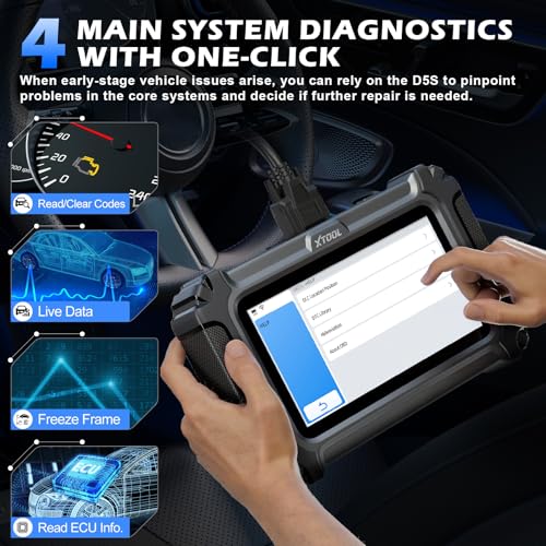 XTOOL D5 Car Code Reader and Reset Tool, Engine ABS SRS Transmission Car Diagnostic Tool with EPB Service, ABS Bleed, Throttle Relearn, Clear Check Engine Light Code Reader with 10 Resets, Free Update - Image 2