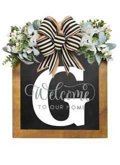 Y&D Welcome Sign Creative Bowknot Letter Wreath In Front Of The Door Outdoor Decoration Props For The Courtyard 35x40CM  - Image 1