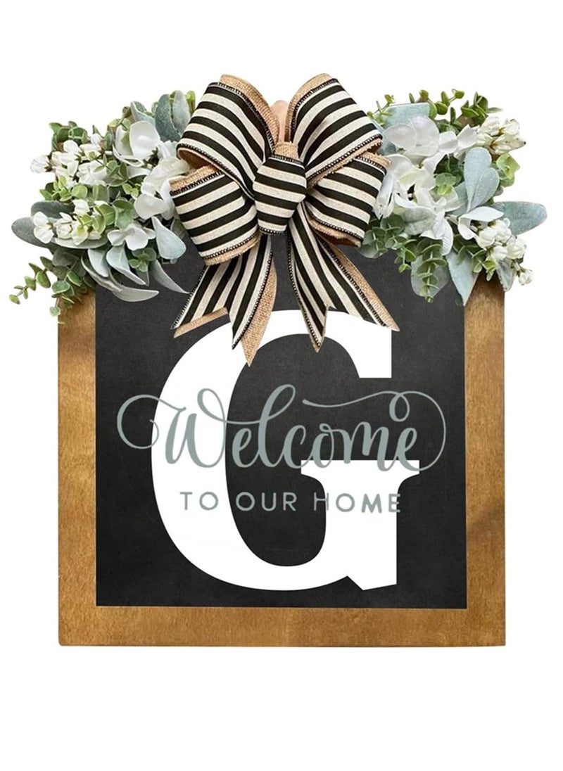 Y&D - Welcome Sign Creative Bowknot Letter Wreath In Front Of The Door Outdoor Decoration Props For The Courtyard 35x40CM - Image 1