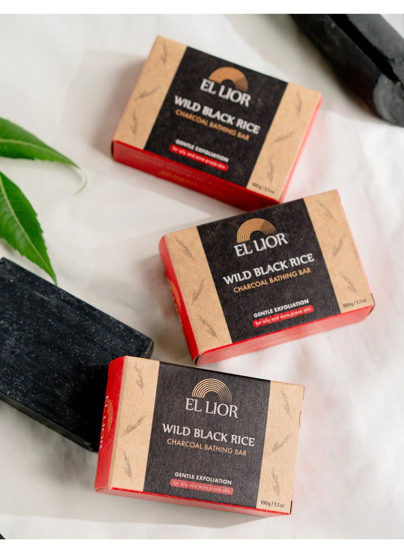 EL LIOR - EL LIOR Wild Black Rice Charcoal Bathing Bar - Image 1