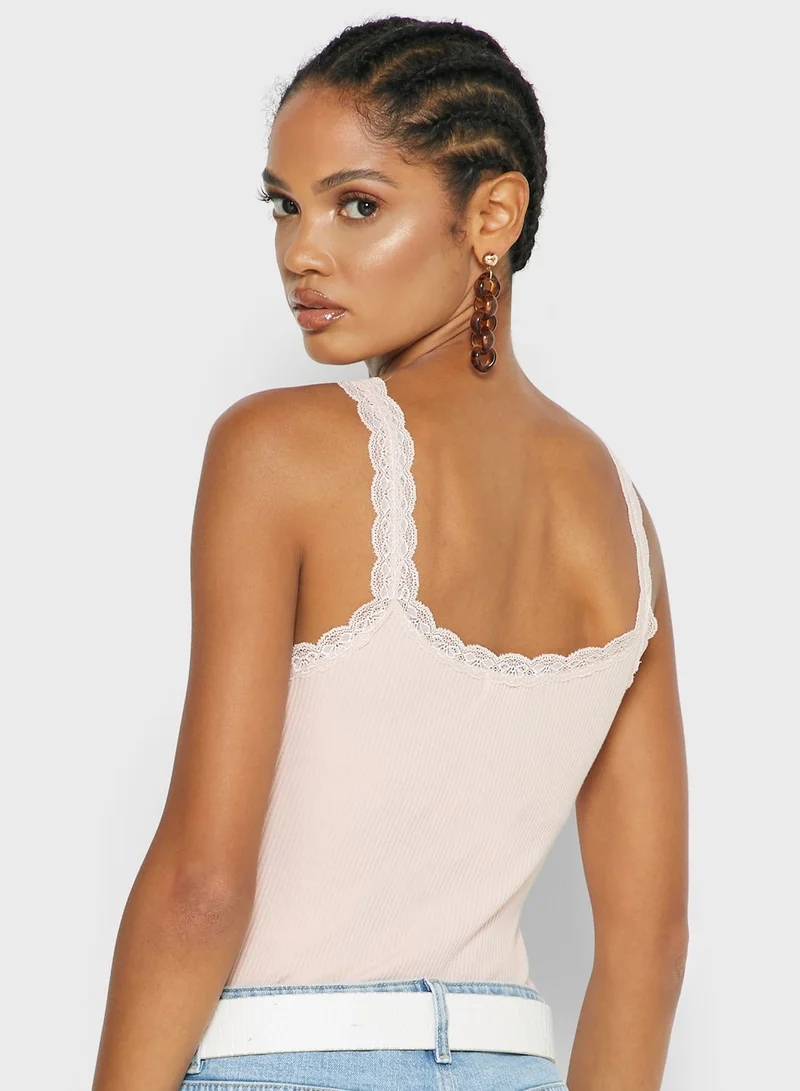 TOPSHOP Lace Trim Bodysuit