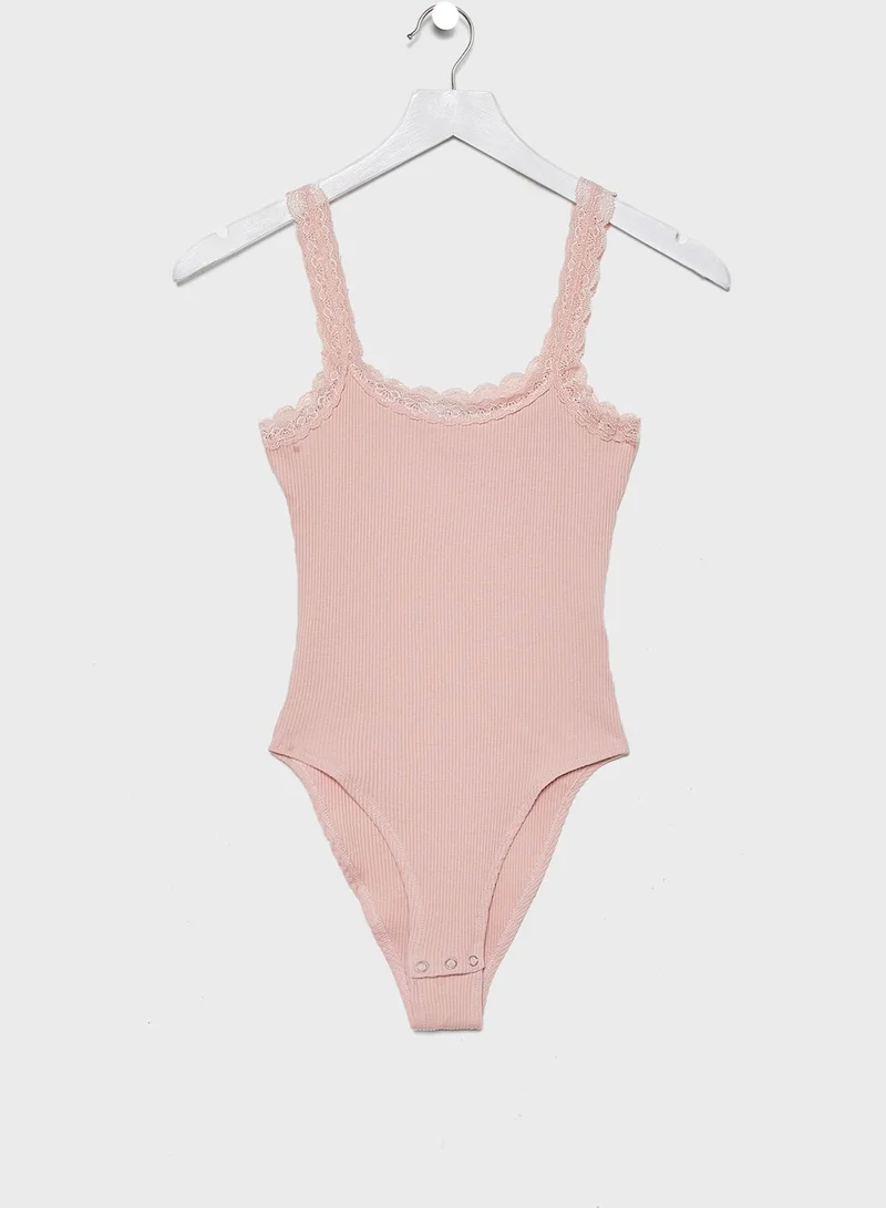 TOPSHOP Lace Trim Bodysuit