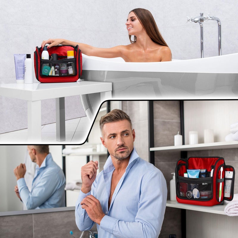 AvaJex Travel Toiletry Bag for Men and Women - (10.6â€x10.6â€x3.2â€) Large Hanging Toiletry Organizer - Waterproof Hygiene Bag with Metal XXL Swivel Hook, with Sturdy Zippers and 19 Compartments for Toiletries - Image 3