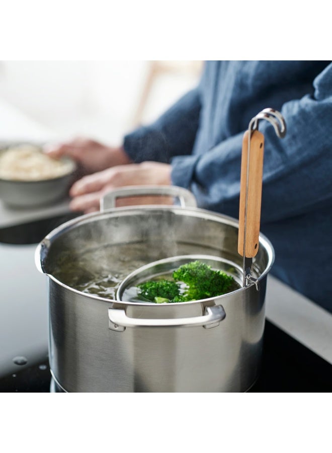 VARDAGEN Noodle / Pasta Strainer with Beech Handle, Stainless Steel, 30 cm - Image 3