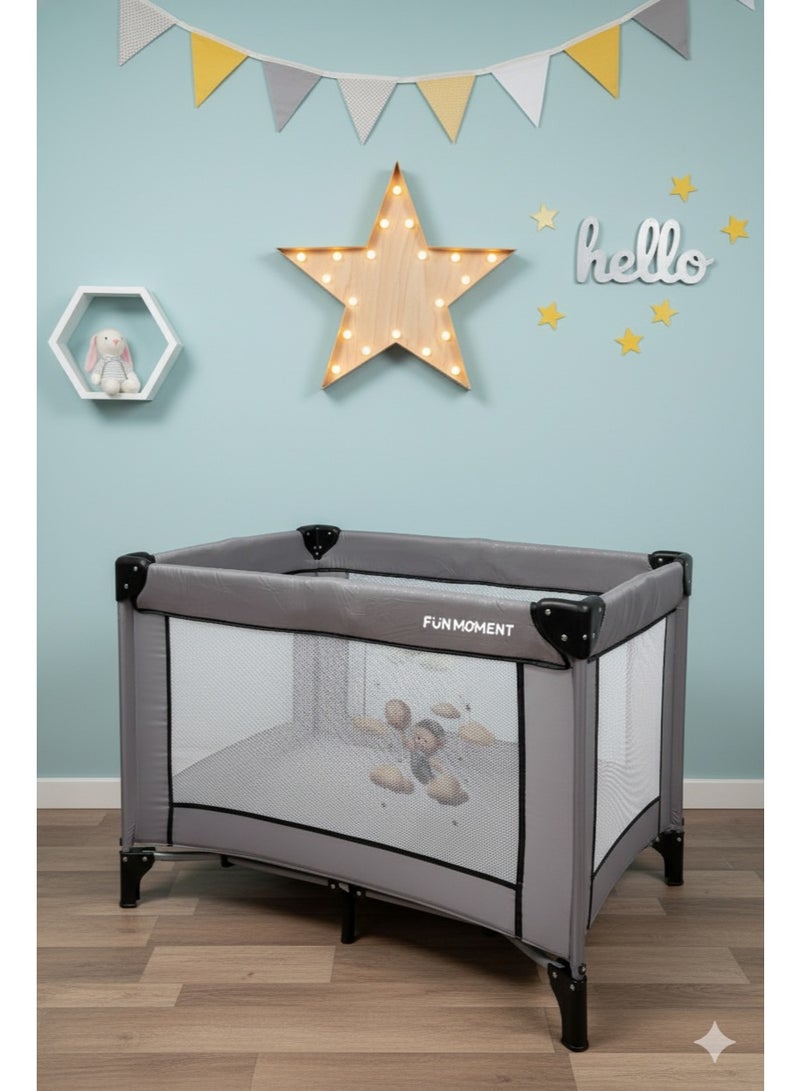 FUN MOMENT Baby Cot And Folding Bed 100×70cm - Image 1