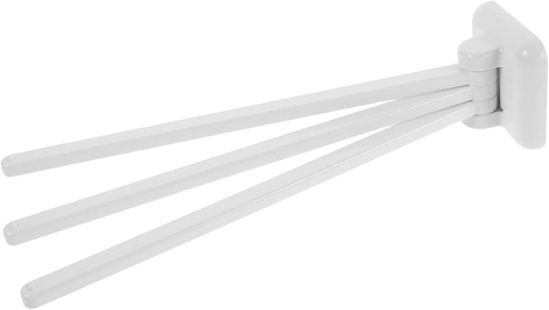 Beavorty Rotating Towel Rack with 3 Swing Arms Wall-Mounted Bathroom Towel Holder White Space-Saving for Kitchen and Bath Use - Image 1