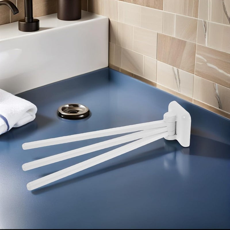Beavorty Rotating Towel Rack with 3 Swing Arms Wall-Mounted Bathroom Towel Holder White Space-Saving for Kitchen and Bath Use - Image 5