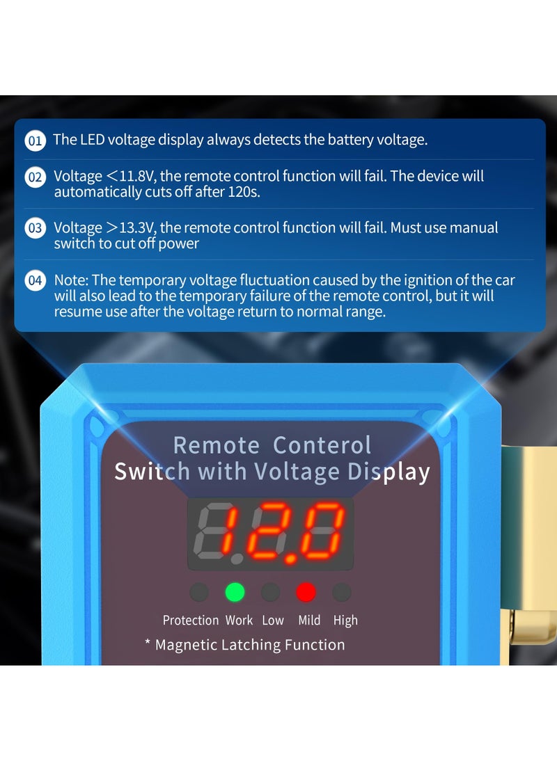 240A 12V Remote Battery Disconnect Switch with LED Voltage Display, Automatic Power Shut-Off Anti-Theft Kill Switch for Car, Truck, Boat - Image 5