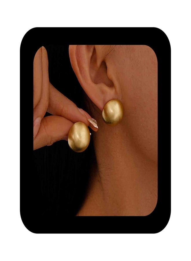 IRCOMULTI Minimalist Half Ball Stud Earrings Brushed Gold Ball Earrings Metal Round Earring Large Dome Earring Trendy Jewelry for Women 18MM - Image 1