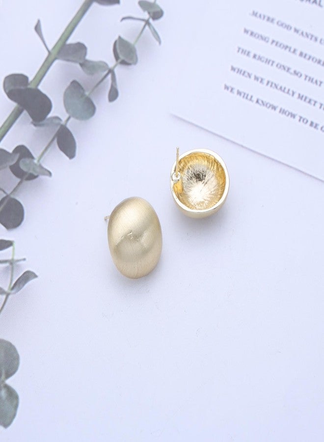 IRCOMULTI Minimalist Half Ball Stud Earrings Brushed Gold Ball Earrings Metal Round Earring Large Dome Earring Trendy Jewelry for Women 18MM - Image 5