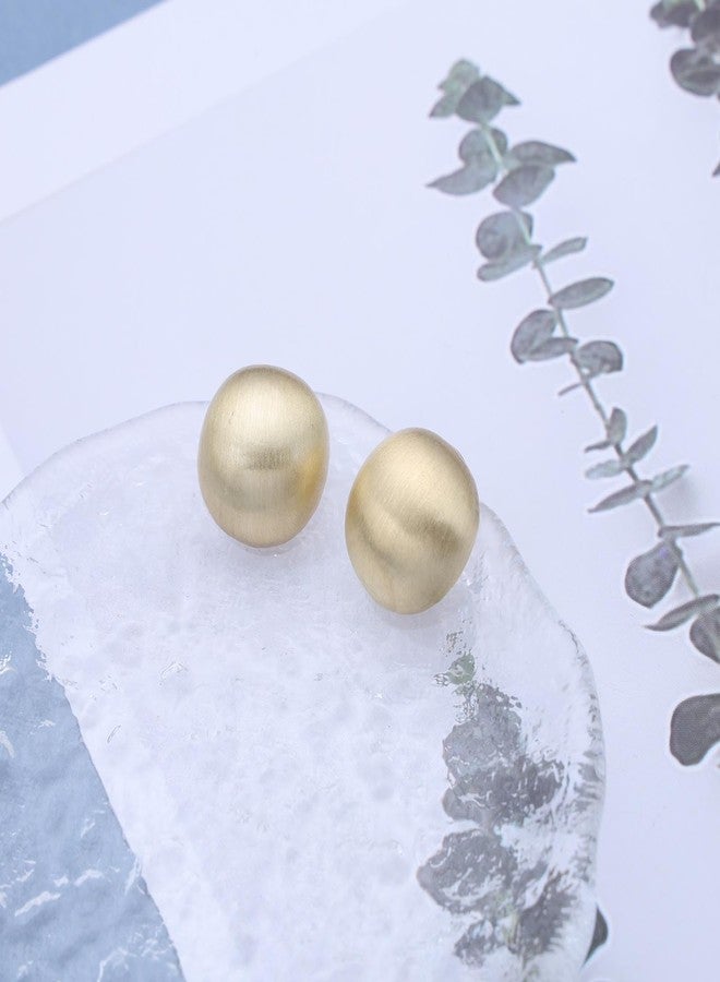 IRCOMULTI Minimalist Half Ball Stud Earrings Brushed Gold Ball Earrings Metal Round Earring Large Dome Earring Trendy Jewelry for Women 18MM - Image 4