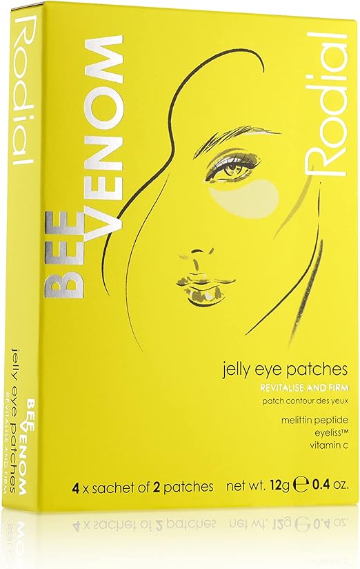 Rodial Jelly Eye Patches Bee Venom Box of 4 Sachets Rejuvenate and Firm Cooling Jelly Technology Antipuffiness for Under Eyes Vitamine C for Revitalised and Luminous Eye Look - Image 1