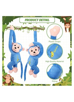 KASTWAVE Stuffed Animals Toy, 4 Packs Hanging Monkey Stuffed Animal Monkey Plush Toy with Hook and Loop Fasteners Hands Large Stuffed Animal, Monkey Hanging 23 Inch for Adults Gifts Decors (Blue)  - Image 2