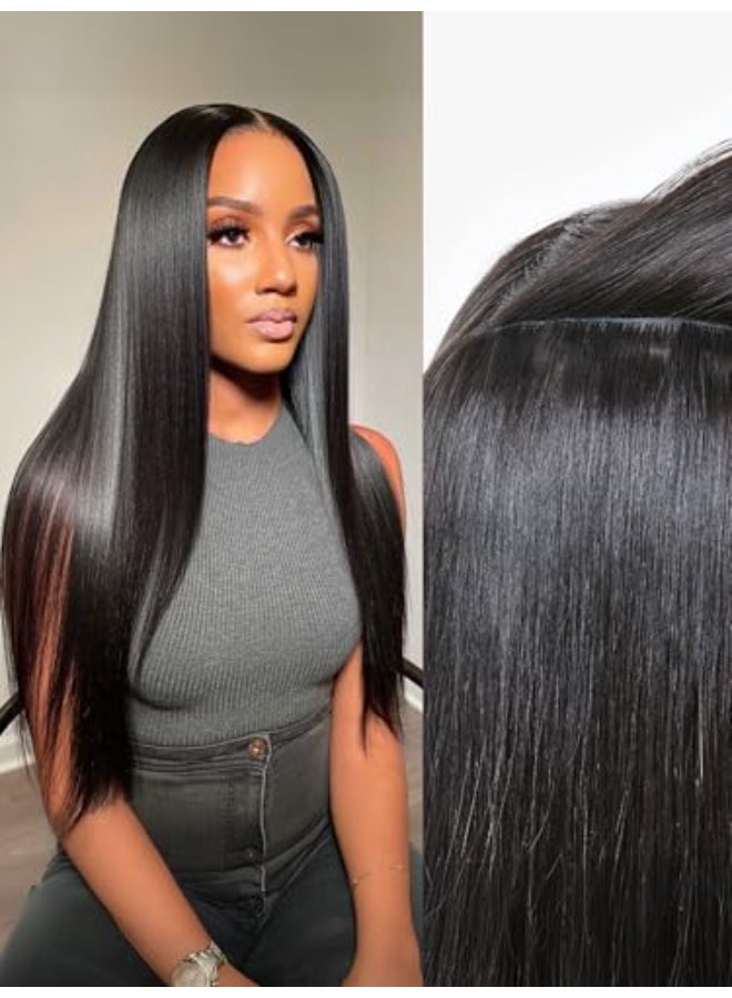 LUVME Invisible Silky Straight Clip in Hair Extensions Real Human Hair for Women 14 Inch 110g 6Pcs Remy Hair Clip Ins Invisible Clip Ins for Daily Wear Special Occasions - Image 1