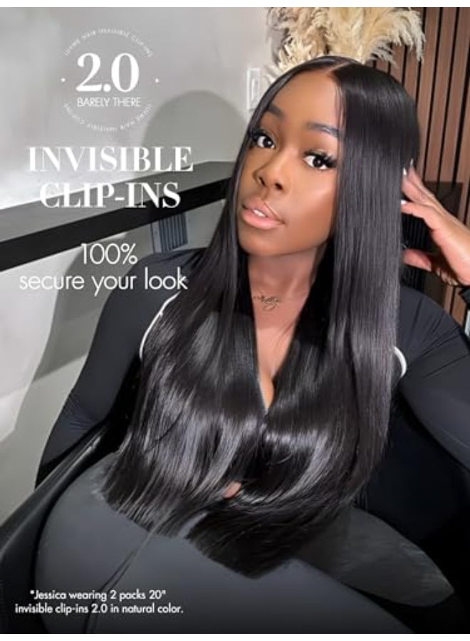 LUVME Invisible Silky Straight Clip in Hair Extensions Real Human Hair for Women 14 Inch 110g 6Pcs Remy Hair Clip Ins Invisible Clip Ins for Daily Wear Special Occasions - Image 3