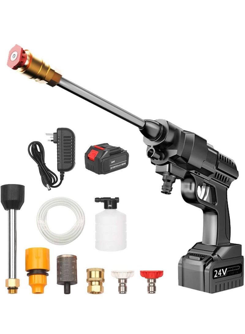 24V Cordless Portable Washer Electric High Pressure Cleaner Machine 200W 30Bar Lithium Handheld Car Cleaning Device With Foam Generator Nozzle Water Pump - Image 1