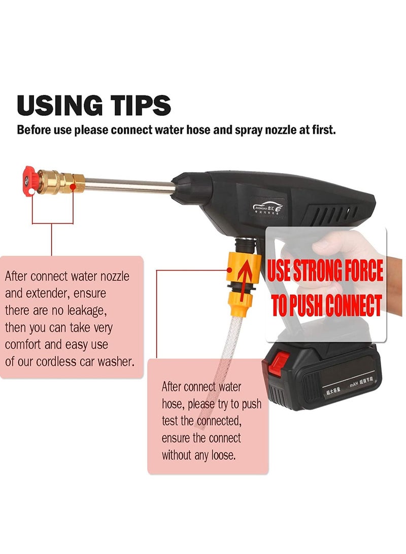 24V Cordless Portable Washer Electric High Pressure Cleaner Machine 200W 30Bar Lithium Handheld Car Cleaning Device With Foam Generator Nozzle Water Pump - Image 4