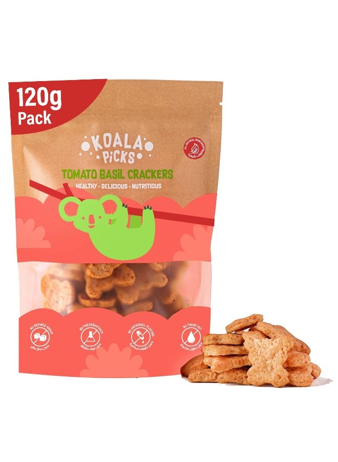 Koala Picks Tomato Basil Crackers - 120g | Savory and Crunchy Crackers with Mediterranean Flavors | Perfect for Snacking and Lunchboxes | Free from Trans Fat, Artificial Flavors, and Preservatives - Image 1