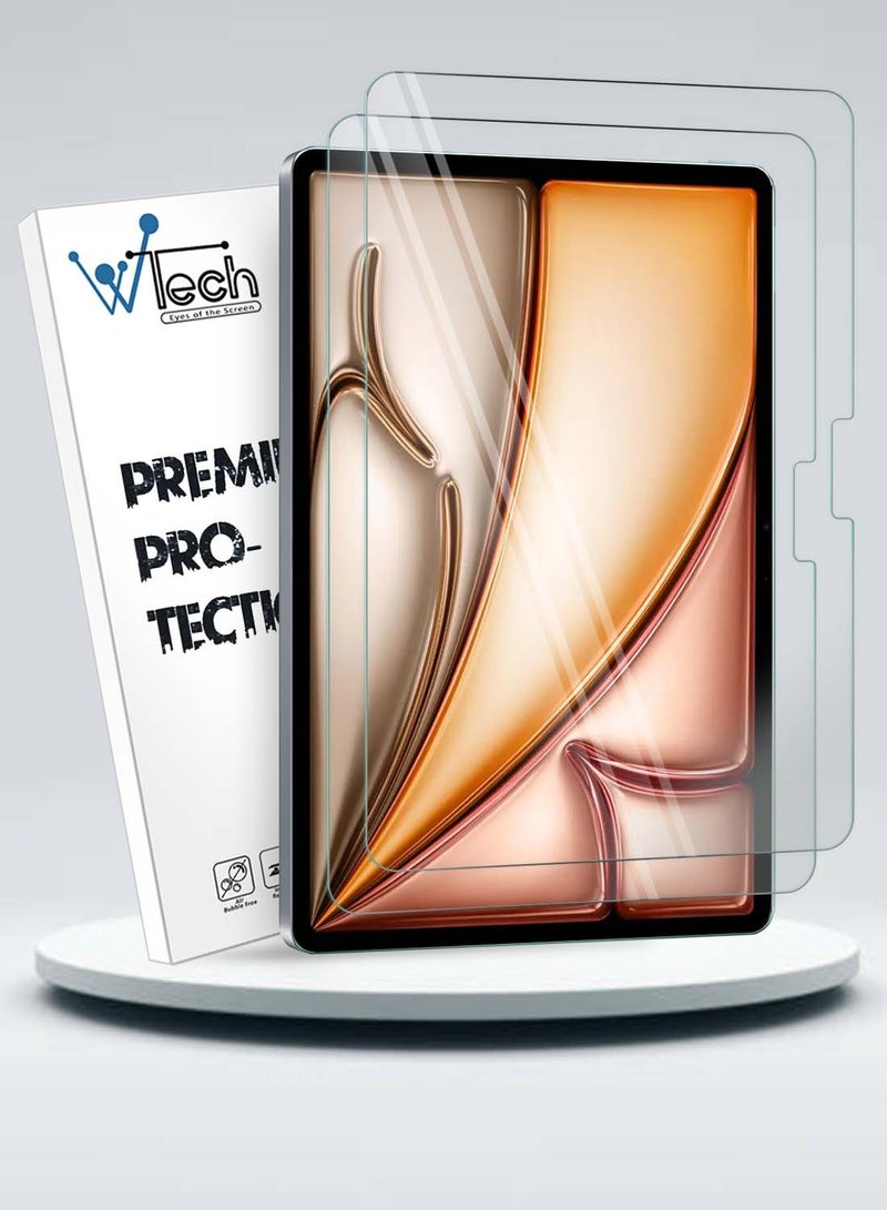 Wtech Apple iPad Air 2025 (7th Generation) M3 13 inch 9H Ultra HD Tempered Glass Screen Protector 2 Pack - Clear - Image 1