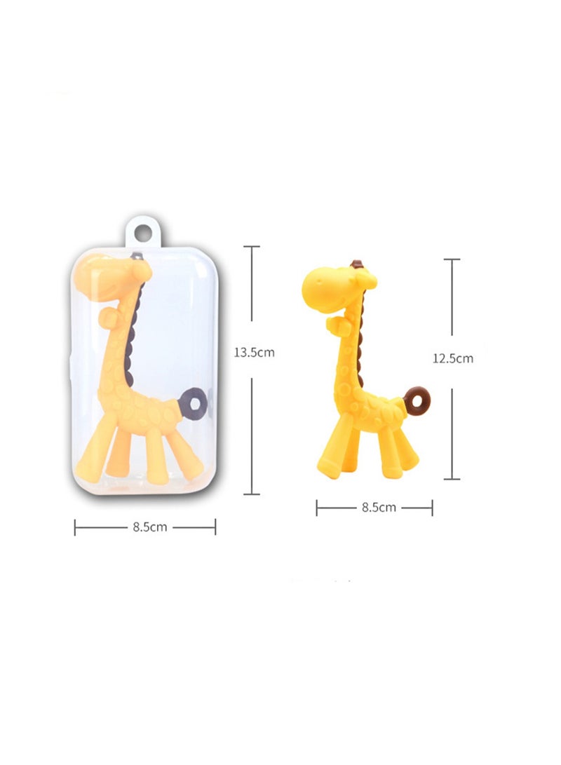 Food Grade Silicone Teething Stick Giraffe Teether and Sensory Toy for Babies and Toddlers, BPA Free Teether (Yellow) - Image 4