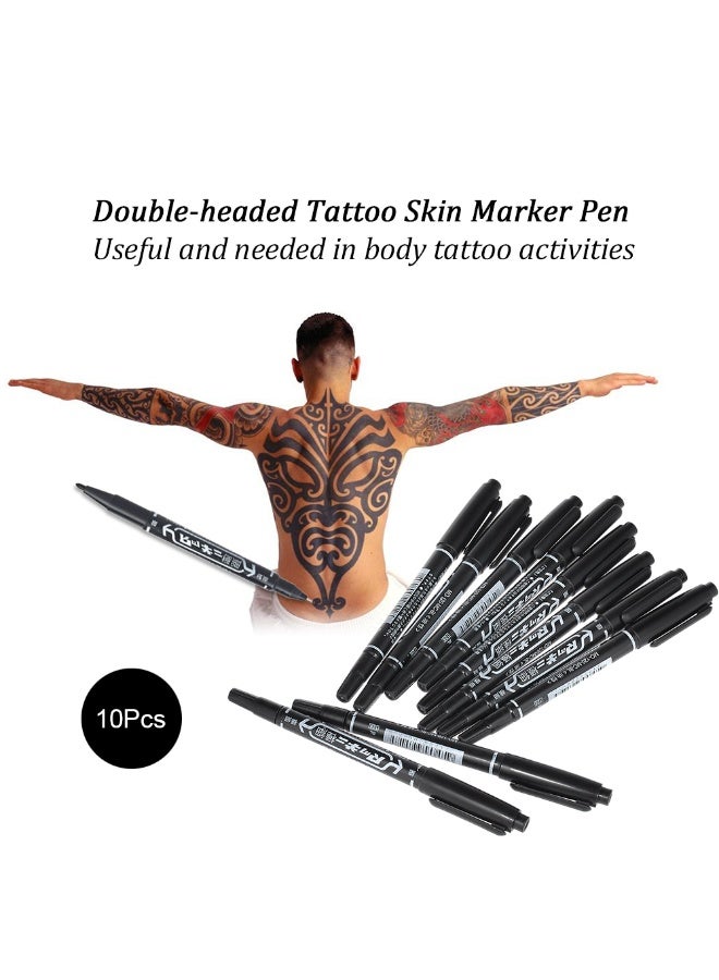 10Pcs Double-headed Tattoo Skin Marker Pen Tattooing Piercing Marking Pen for Permanent Tattoo Tool - Image 2
