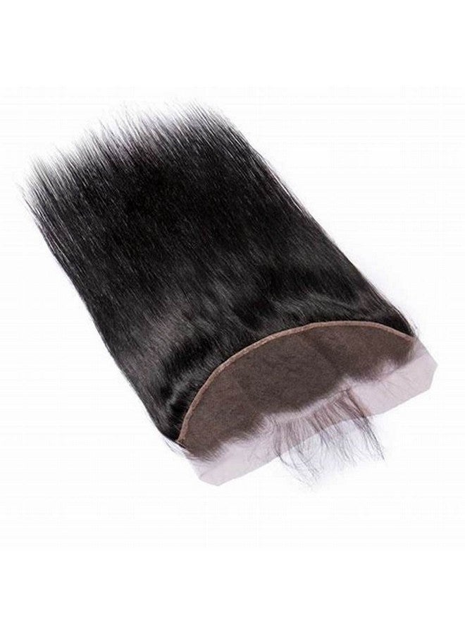 feibin 13X4 Lace Frontal Closure 8 Inch Ear To Ear Free Part Lace Closure Brazilian Silky Straight Frontal Human Hair Extension Preplucked Frontal Closure Natural Black Color - Image 5
