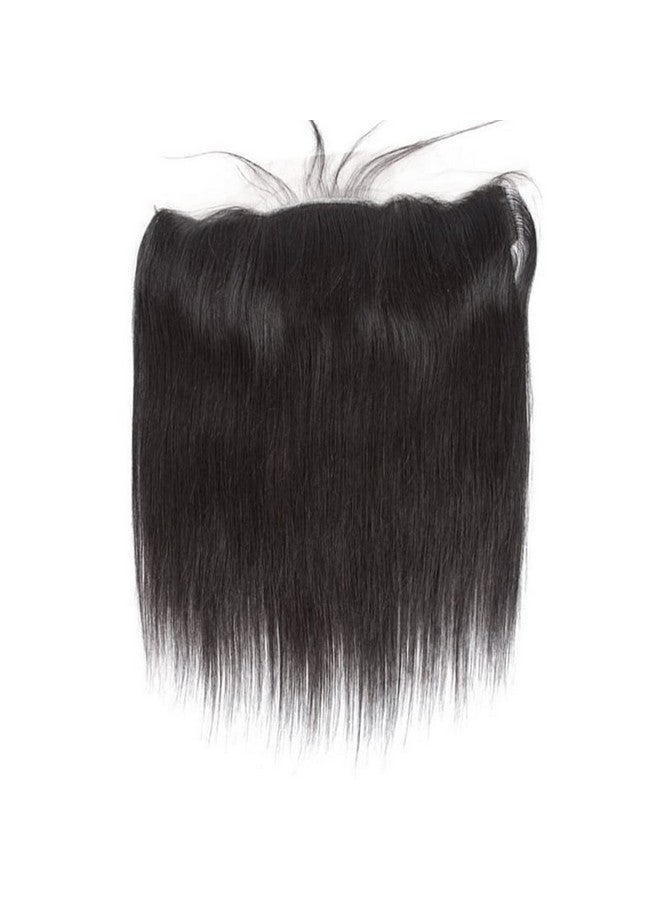 feibin 13X4 Lace Frontal Closure 8 Inch Ear To Ear Free Part Lace Closure Brazilian Silky Straight Frontal Human Hair Extension Preplucked Frontal Closure Natural Black Color - Image 4