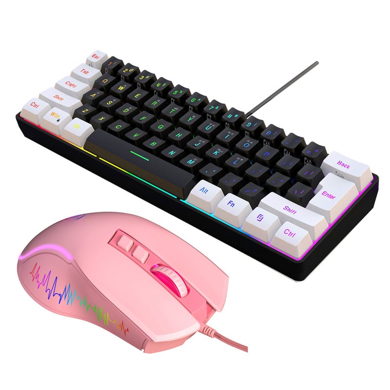 Gaming Keyboard: Pink RGB Backlight, Volume Control, Plug Play - Ergonomic Mouse, Adjustable DPI, Optical Sensor for Gamers, Office Users - Image 1