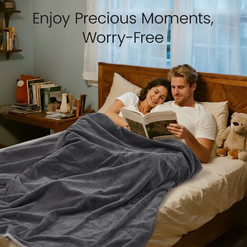 LOOBANI Waterproof Blanket for Bed Couch: Soft Coral Fleece Twin Bed Blankets Waterproof 60" x 80", Reversible Leakproof Throw Blanket, Stain-Resistant Furniture Protector, Pet-Friendly, Grey - Image 5
