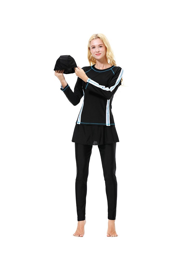 NADANBAO Modest Muslim Swimwear Girls Full Cover Islamic Hijab Sportswear Suit 3 Pieces Full Covered Burkini for Women - Image 1