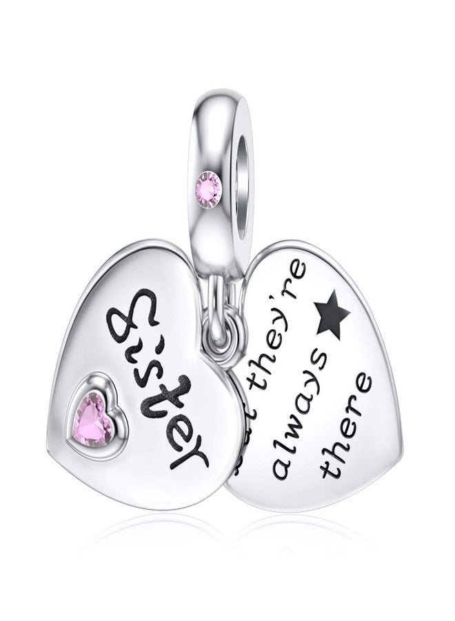 DALARAN Sister Charms Heart Dangle Charms for Bracelet Snake Chain Love Message They're Always There - Image 1