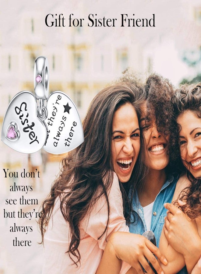 DALARAN Sister Charms Heart Dangle Charms for Bracelet Snake Chain Love Message They're Always There - Image 5