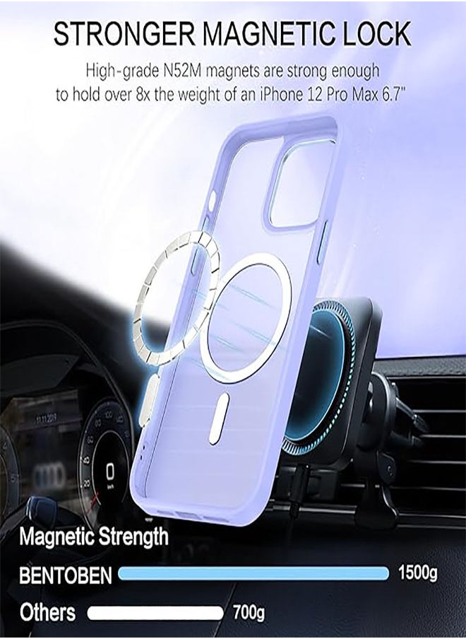 Generic - Case BENTOBEN Magnetic Iphone 15 Pro Max, Compatible with Wireless Charger and Magsafe Card Wallet, Simple Clear Shockproof Drop Resistant Anti-Fingerprint Case Compatible with Iphone 15 Pro Max - Lavender - Image 1