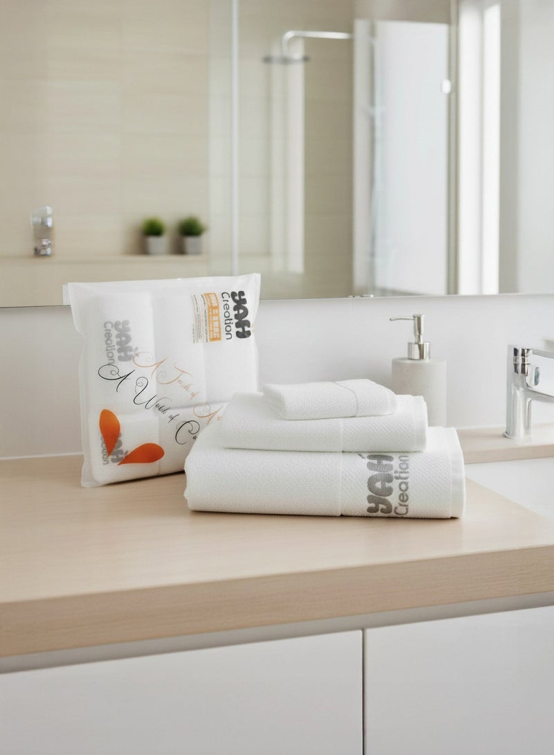 YAH Creation YAH Premium 100% Pure White Egyptian Cotton 612 GSM, 3-Piece Towel Set for Bathroom | Ultra Soft, Highly Absorbent Five-Star Hotels Quality Bath, Hand and face Towels - Image 5