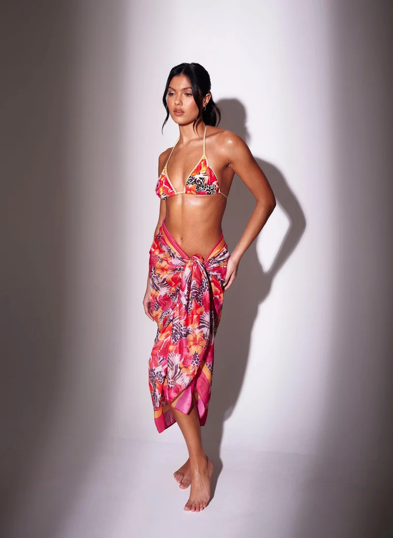 ساوث بيتش South Beach Laguna Floral Printed Sarong In Pink