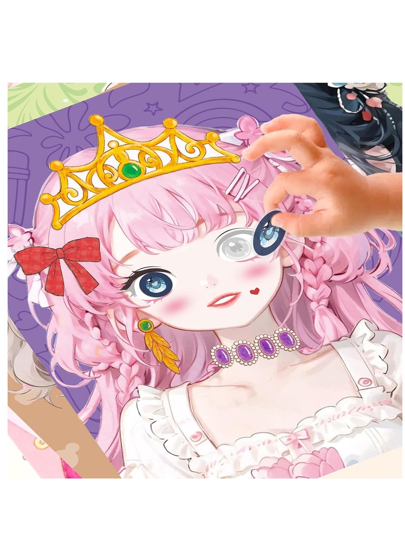 TFIXOL Art Craft Activity for Kids, Paper Craft Kits - Paper Makeup DIY Girls Toy Kit with Diamond Painting & Princess Dress Up Set, Birthday Party Gift for Girls  - Image 2