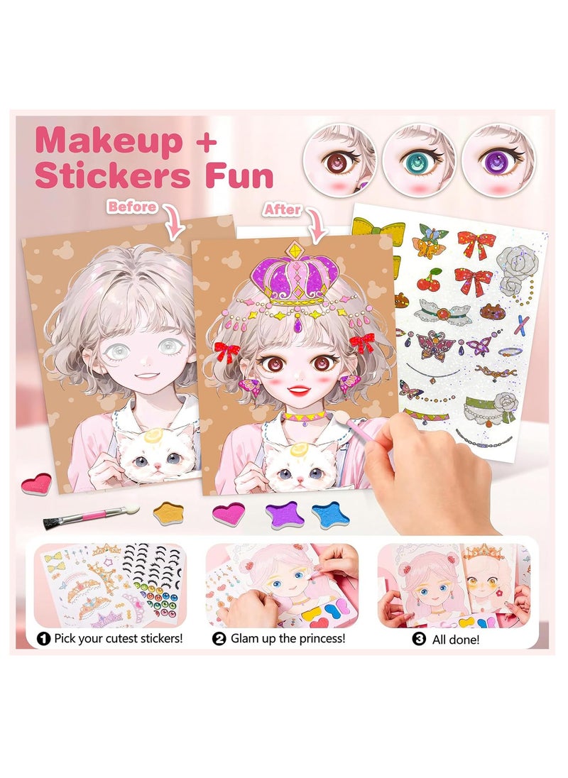 TFIXOL Art Craft Activity for Kids, Paper Craft Kits - Paper Makeup DIY Girls Toy Kit with Diamond Painting & Princess Dress Up Set, Birthday Party Gift for Girls  - Image 3