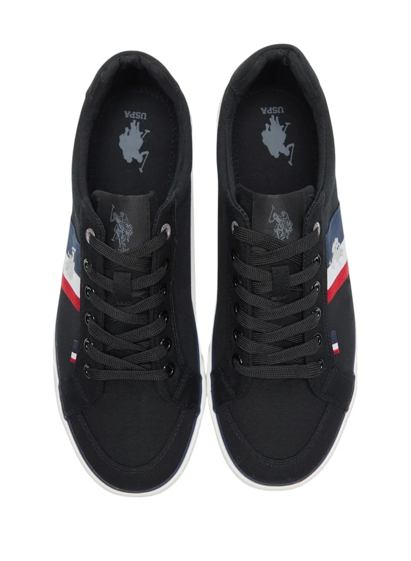 U.S. Polo Assn. Men's Black Low-Top Sneakers,Lightweight Casual Shoes for Classic Look
