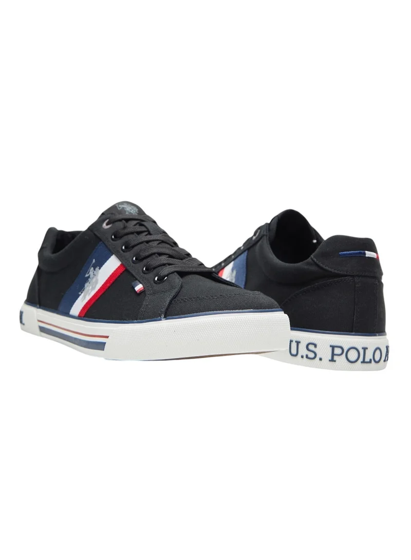 U.S. Polo Assn. Men's Black Low-Top Sneakers,Lightweight Casual Shoes for Classic Look
