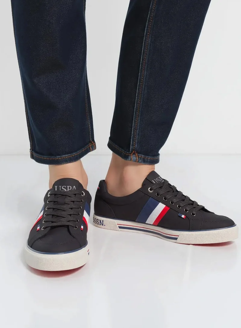 U.S. Polo Assn. Men's Black Low-Top Sneakers,Lightweight Casual Shoes for Classic Look