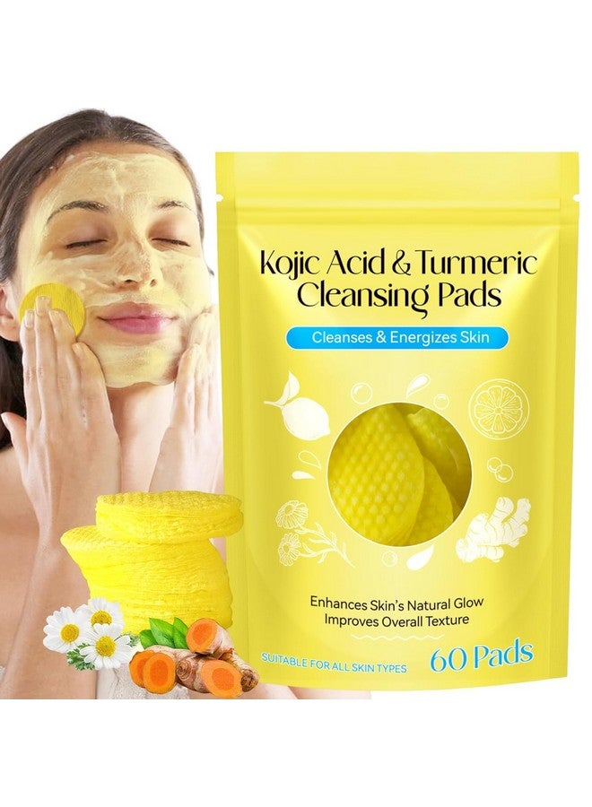 FEBLICH Turmeric And Kojic Acid Face Cleansing Pads For Dark Spots, 60 Count Kojic Acid & Turmeric Cleaning Pads, Skin Brightening, Acne Prevention & Exfoliating Pad Suitable For All Skin Types - Image 1