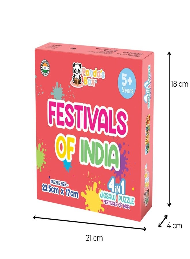 Panda's Box Jigsaw Puzzle Set - 4 in 1 | Festival of India | Hand-Eye Coordination Game| Enhances Problem-Solving Skills| 9(Durga Pooja), 12(Shivratri), 18(Diwali) & 24(Holi) Pieces - Image 2
