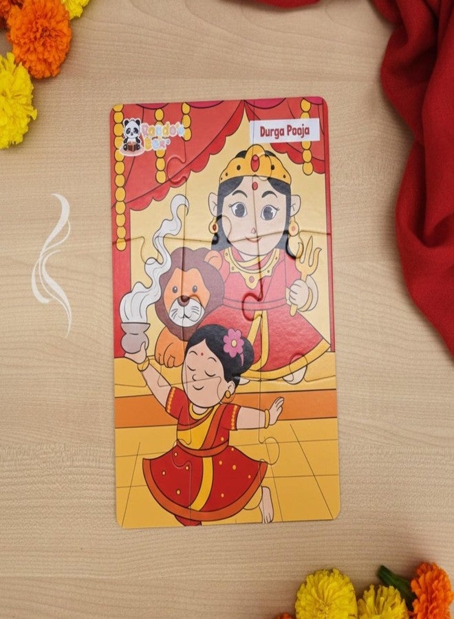 Panda's Box Jigsaw Puzzle Set - 4 in 1 | Festival of India | Hand-Eye Coordination Game| Enhances Problem-Solving Skills| 9(Durga Pooja), 12(Shivratri), 18(Diwali) & 24(Holi) Pieces - Image 4