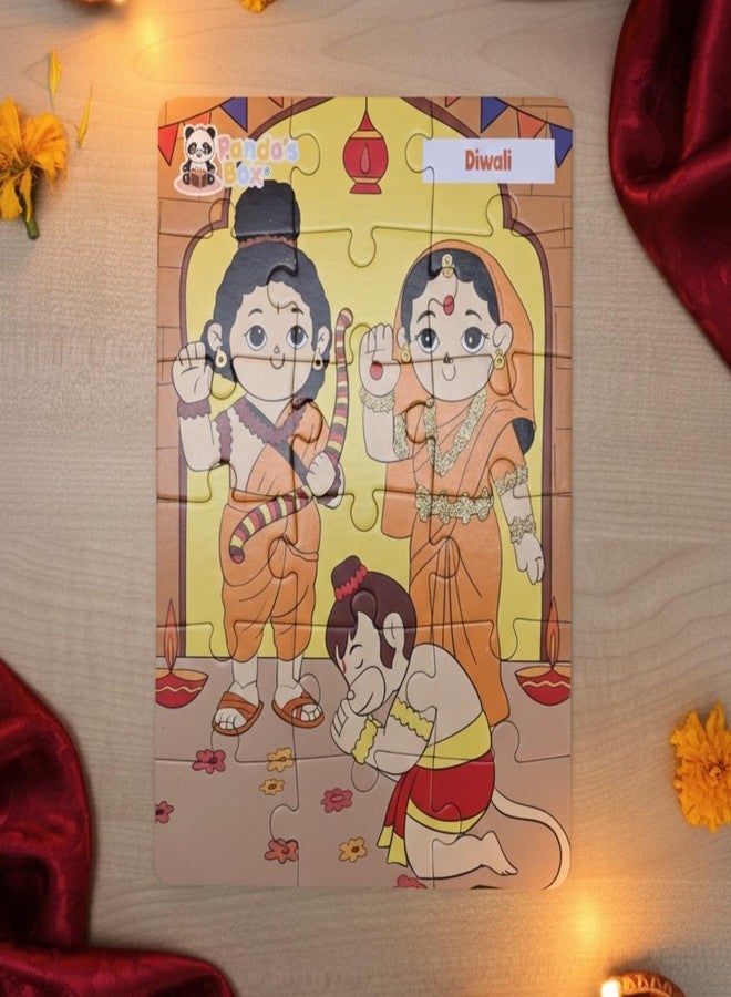 Panda's Box Jigsaw Puzzle Set - 4 in 1 | Festival of India | Hand-Eye Coordination Game| Enhances Problem-Solving Skills| 9(Durga Pooja), 12(Shivratri), 18(Diwali) & 24(Holi) Pieces - Image 5