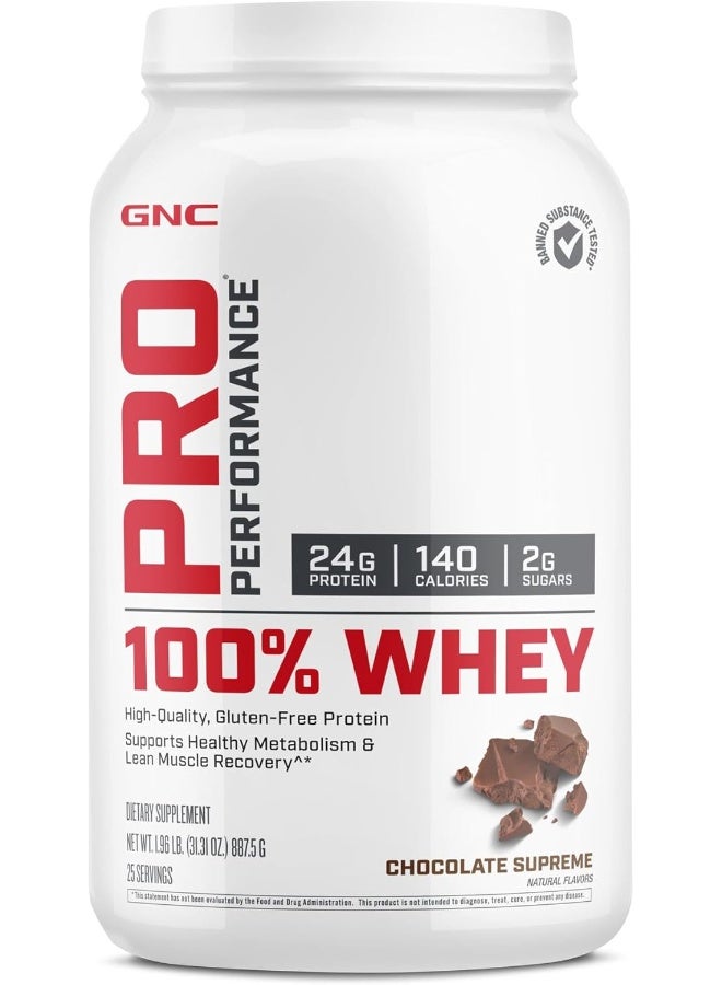 GNC Pro Performance 100% Whey Protein Powder - Chocolate Supreme, 25 Servings, Supports Healthy Metabolism and Lean Muscle Recovery - Image 1