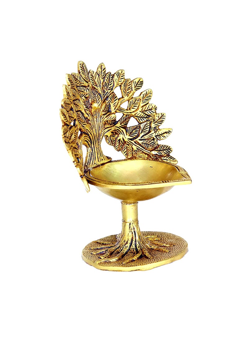 anciently Anciently Karpaga Viruksham Tree Vilakku Brass Kalpavriksha Tree Diya Kalpavriksha Tree Lamp Brass 18cm Height Gold Colour 1 Piece  - Image 5