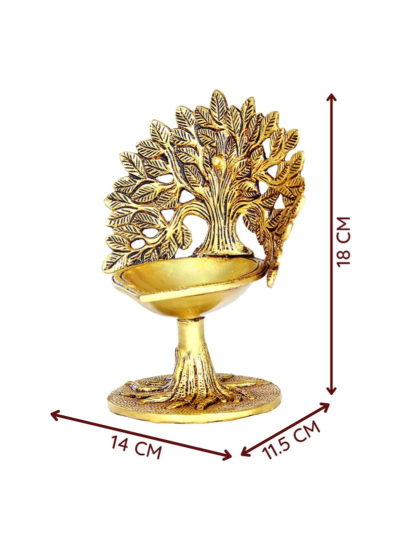 anciently Anciently Karpaga Viruksham Tree Vilakku Brass Kalpavriksha Tree Diya Kalpavriksha Tree Lamp Brass 18cm Height Gold Colour 1 Piece  - Image 2