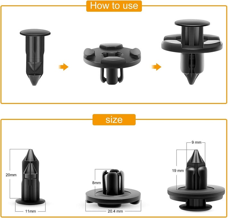 GOOACC GRC-09 40 Pcs Clips Nylon Bumper Fastener Rivet OEM Replacement 01553-09321 Fender Liner and Radiator 8mm Salt resistant coating - Image 3