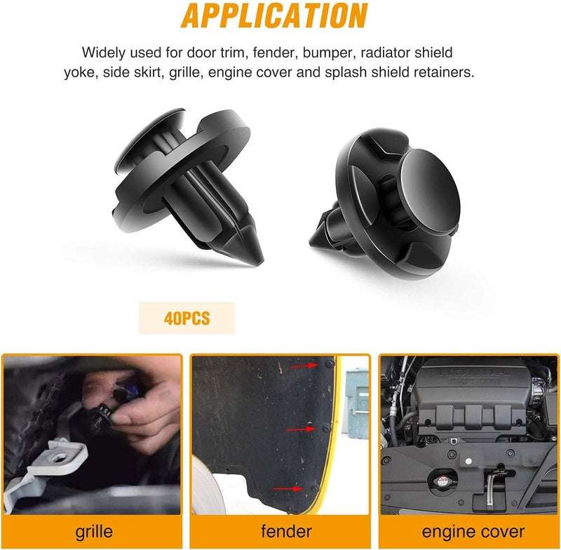 GOOACC GRC-09 40 Pcs Clips Nylon Bumper Fastener Rivet OEM Replacement 01553-09321 Fender Liner and Radiator 8mm Salt resistant coating - Image 5