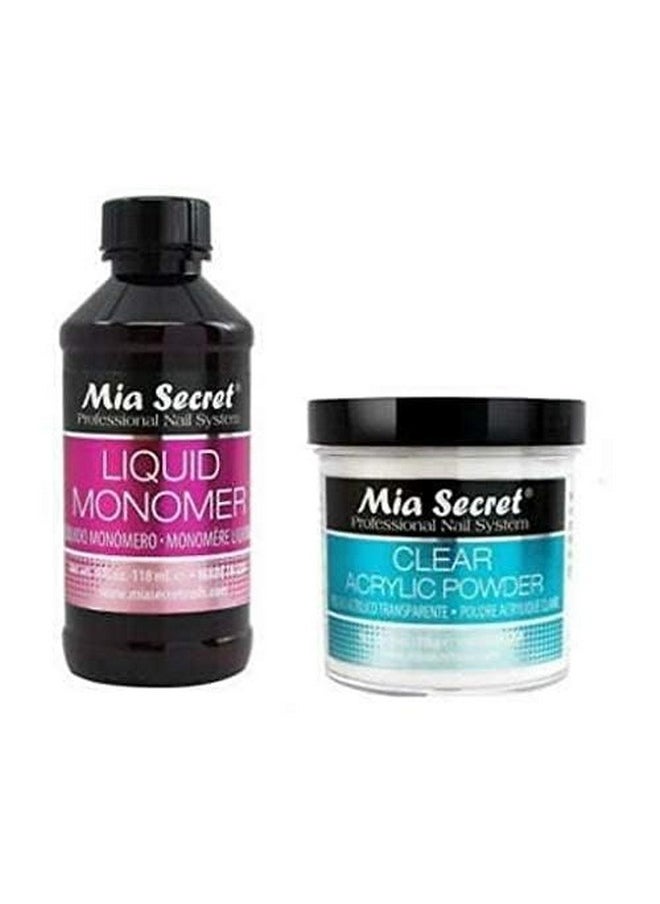 MIA SECRET - MIA SECRET 4oz Liquid Monomer + 4oz Clear Acrylic Powder Nail Art System - Image 1
